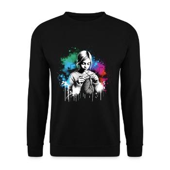 girl who love crocheting - Unisex Sweatshirt - black - Front - Alina (178cm) & Michal (187cm)