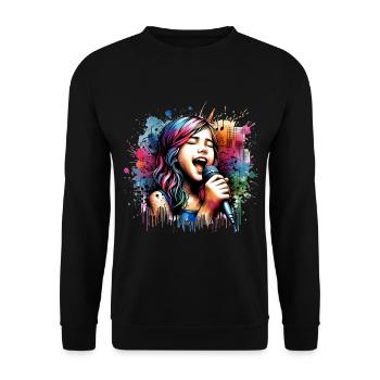 Fille qui aime chanter - Sweat-shirt Unisexe - noir - Devant - Alina (178cm) & Michal (187cm)