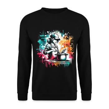 girl who love cooking - Unisex Sweatshirt - black - Front - Alina (178cm) & Michal (187cm)