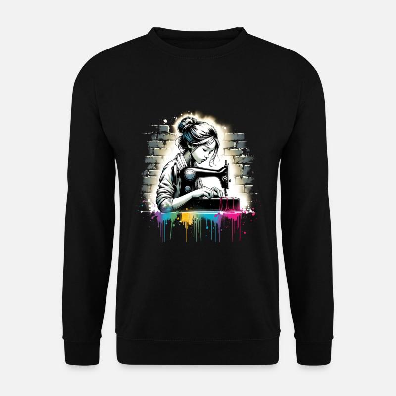 fille qui aime coudre - Sweat-shirt Unisexe - noir