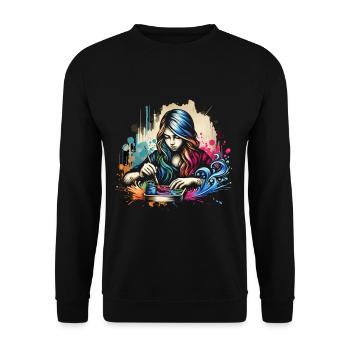 fille qui aime peindre - Sweat-shirt Unisexe - noir - Devant - Alina (178cm) & Michal (187cm)