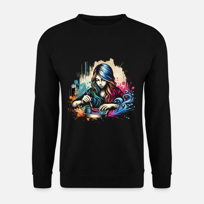 Mädchen, die gerne malen - Unisex Pullover - Schwarz