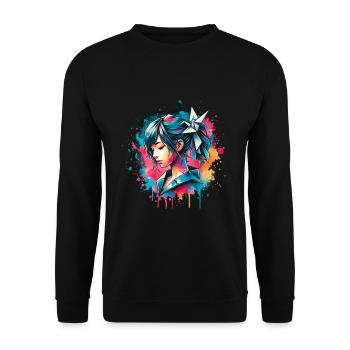fille qui aime l’origami - Sweat-shirt Unisexe - noir - Devant - Alina (178cm) & Michal (187cm)