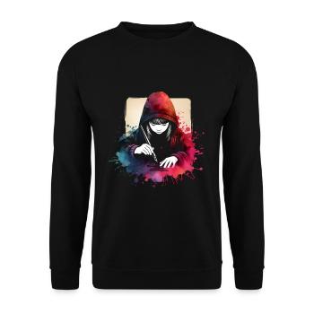 Mädchen, die Kalligraphie lieben - Unisex Pullover - Schwarz - Vorne - Alina (178cm) & Michal (187cm)
