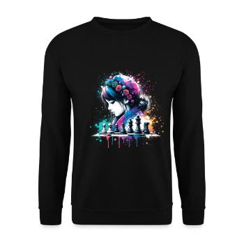 fille qui aime les échecs - Sweat-shirt Unisexe - noir - Devant - Alina (178cm) & Michal (187cm)
