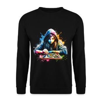 fille qui aime les échecs - Sweat-shirt Unisexe - noir - Devant - Alina (178cm) & Michal (187cm)