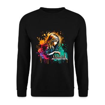Mädchen, die Schach lieben - Unisex Pullover - Schwarz - Vorne - Alina (178cm) & Michal (187cm)
