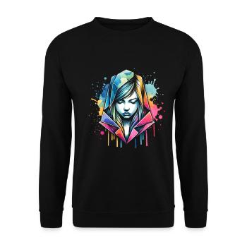 fille qui aime l’origami - Sweat-shirt Unisexe - noir - Devant - Alina (178cm) & Michal (187cm)