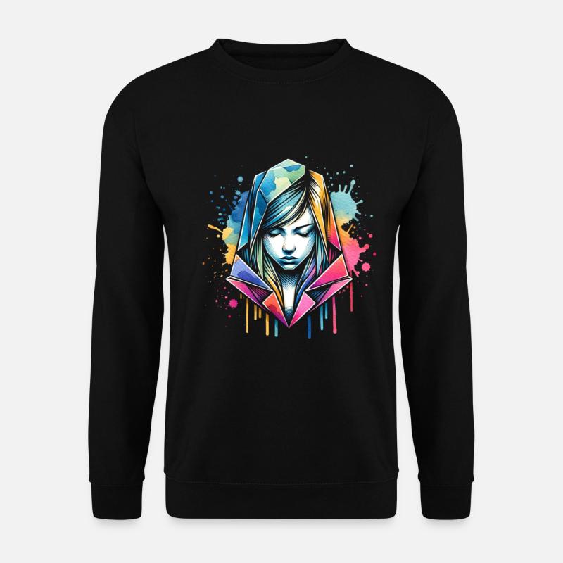 Mädchen, die Origami lieben - Unisex Pullover - Schwarz