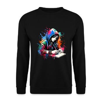 fille qui aime écrire - Sweat-shirt Unisexe - noir - Devant - Alina (178cm) & Michal (187cm)