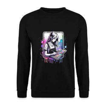fille qui aime le scrapbooking - Sweat-shirt Unisexe - noir - Devant - Alina (178cm) & Michal (187cm)