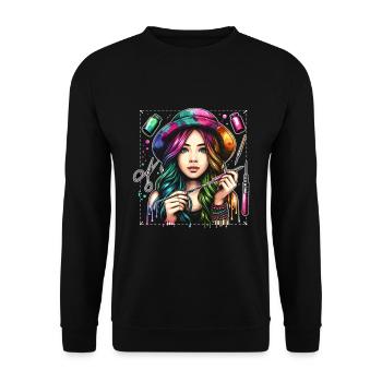 Mädchen, die Heimwerken lieben - Unisex Pullover - Schwarz - Vorne - Alina (178cm) & Michal (187cm)