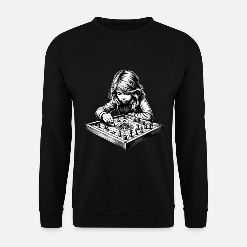 Mädchen, das Brettspiele liebt - Unisex Pullover - Schwarz