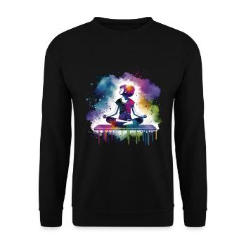 Mädchen, die Yoga lieben - Unisex Pullover - Schwarz - Vorne - Alina (178cm) & Michal (187cm)