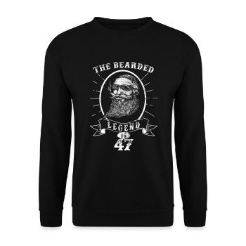 The bearded Legend is 47 - Unisex Sweatshirt - black - Front - Alina (178cm) & Michal (187cm)