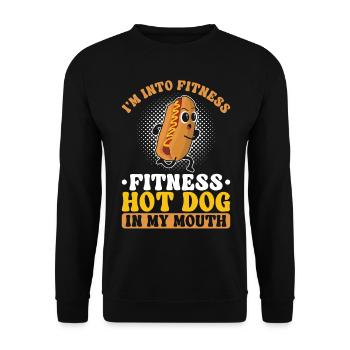 Hot Dog Adult Pun I'm Into Fitness - Unisex Sweatshirt - black - Front - Alina (178cm) & Michal (187cm)