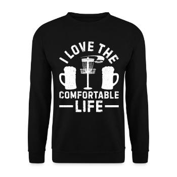 Disc Golf Disc Golfing - I love the comfortable li - Unisex Pullover - Schwarz - Vorne - Alina (178cm) & Michal (187cm)