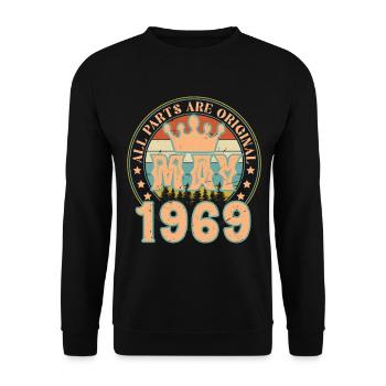 Mai 1969. Cadeau d’anniversaire mai 1969. May 1969 - Sweat-shirt Unisexe - noir - Devant - Alina (178cm) & Michal (187cm)