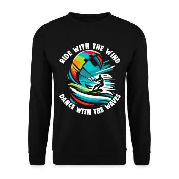 Kitesurfing Ride with the wind Kitesurfer - Unisex Sweatshirt - black - Front - Alina (178cm) & Michal (187cm)