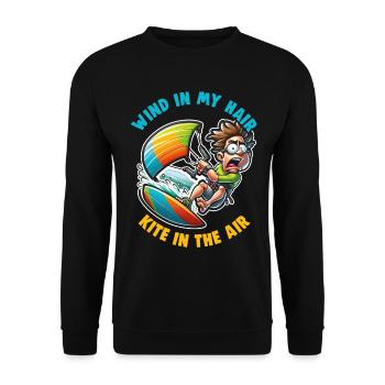 Kitesurfing Wind in my hair kite in the air - Unisex Sweatshirt - black - Front - Alina (178cm) & Michal (187cm)