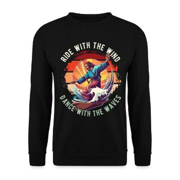 Kitesurfing Ride with the wind Kitesurfer Jesus - Unisex Sweatshirt - black - Front - Alina (178cm) & Michal (187cm)