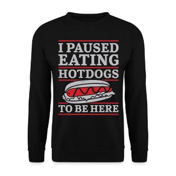 Hot Dog Adulte J’ai fait une pause en mangeant chaud - Sweat-shirt Unisexe - noir - Devant - Alina (178cm) & Michal (187cm)