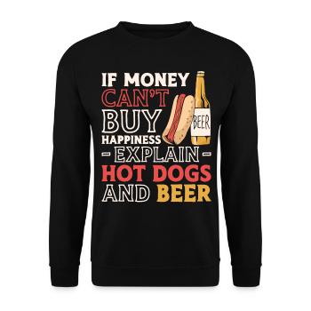 Hot Dog Adult Beer If Money Can't - Unisex Pullover - Schwarz - Vorne - Alina (178cm) & Michal (187cm)