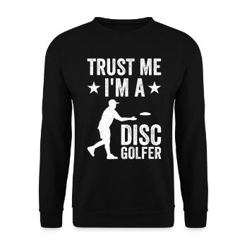 Disc Golfing - Trust me I'm a Disc Golfer - Unisex Pullover - Schwarz - Vorne - Alina (178cm) & Michal (187cm)