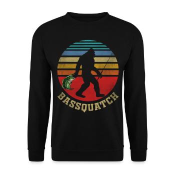 Bassquatch, Barsch, Fisch - Unisex Pullover - Schwarz - Vorne - Alina (178cm) & Michal (187cm)