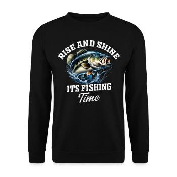 Rise and Shine it's Fishing Time - Unisex Sweatshirt - black - Front - Alina (178cm) & Michal (187cm)