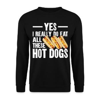 Hot Dog Adult Yes, I Really Do Eat - Unisex Sweatshirt - black - Front - Alina (178cm) & Michal (187cm)