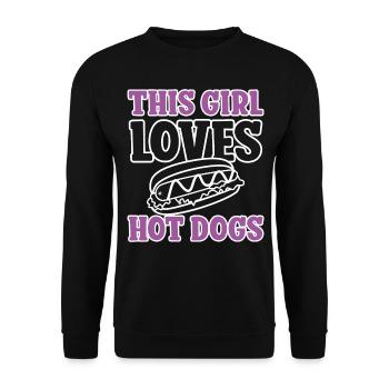 Hot Dog Adult Girl Cette fille aime - Sweat-shirt Unisexe - noir - Devant - Alina (178cm) & Michal (187cm)