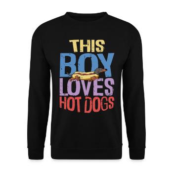Hot Dog Adult Boy This Boy Loves - Unisex Sweatshirt - black - Front - Alina (178cm) & Michal (187cm)