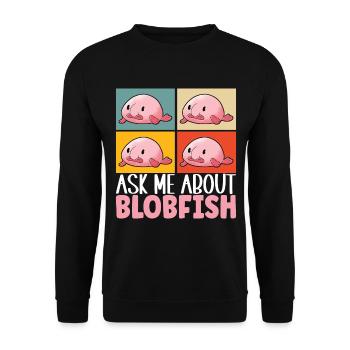 Poisson blob mignon poisson laid - Sweat-shirt Unisexe - noir - Devant - Alina (178cm) & Michal (187cm)