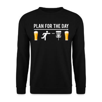 Disc Golf Player Plan for the day Disc Golfing - Unisex Pullover - Schwarz - Vorne - Alina (178cm) & Michal (187cm)