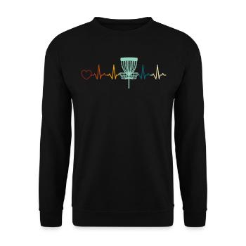 Disc golfing heartbeat disc golf basket Disc golf - Unisex Sweatshirt - black - Front - Alina (178cm) & Michal (187cm)