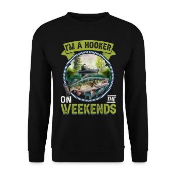 Ich bin ein Hooke an den Wochenenden - Unisex Pullover - Schwarz - Vorne - Alina (178cm) & Michal (187cm)