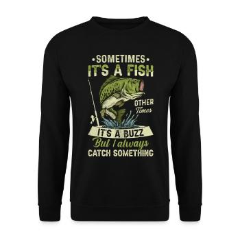Manchmal ist es ein Fisch, manchmal ist es ein Summen - Unisex Pullover - Schwarz - Vorne - Alina (178cm) & Michal (187cm)