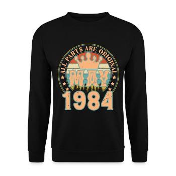 May 1984. May 1984 Birthday Gift. May 1984 - Unisex Sweatshirt - black - Front - Alina (178cm) & Michal (187cm)
