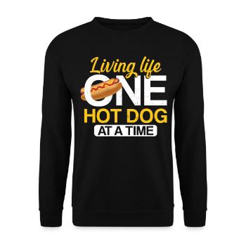 Hot Dog Adulte Vivre La Vie Un Hot - Sweat-shirt Unisexe - noir - Devant - Alina (178cm) & Michal (187cm)