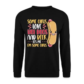 Hot Dog Adult Girl Beer Some Girls - Unisex Pullover - Schwarz - Vorne - Alina (178cm) & Michal (187cm)