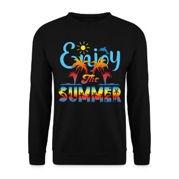 Enjoy the Summer. Reisen, Urlaub, Spaß, Erholung, - Unisex Pullover - Schwarz - Vorne - Alina (178cm) & Michal (187cm)