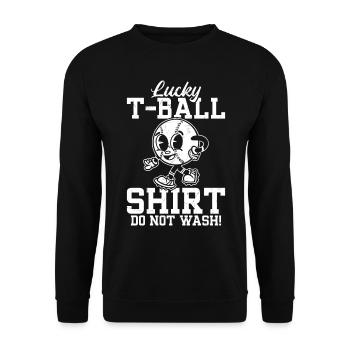 Lucky T-Ball Shirt. Do not wash! - Funny Tee-ball - Unisex Pullover - Schwarz - Vorne - Alina (178cm) & Michal (187cm)