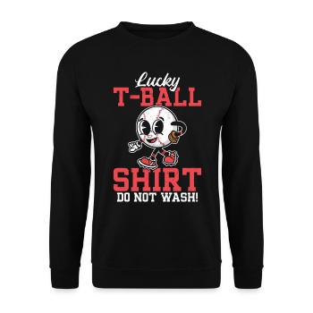 Lucky T-Ball Shirt. Do not wash! - Funny Tee-ball - Unisex Pullover - Schwarz - Vorne - Alina (178cm) & Michal (187cm)