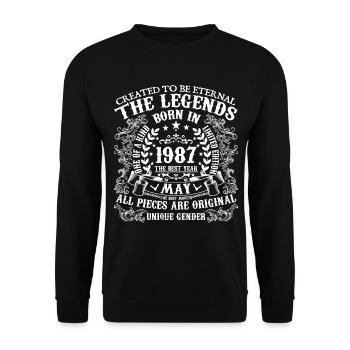 Mai 1987 Geburtstag 1987 Mai Bestes Jahr - Unisex Pullover - Schwarz - Vorne - Alina (178cm) & Michal (187cm)