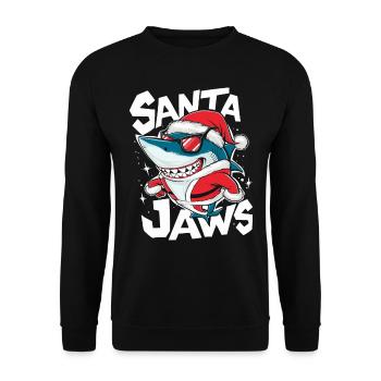 Santa Jaws Funny Shark Christmas Shirt - Unisex Sweatshirt - black - Front - Alina (178cm) & Michal (187cm)
