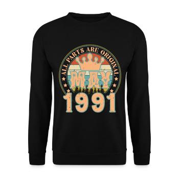 May 1991. May 1991 Birthday Gift. May 1991 - Unisex Sweatshirt - black - Front - Alina (178cm) & Michal (187cm)