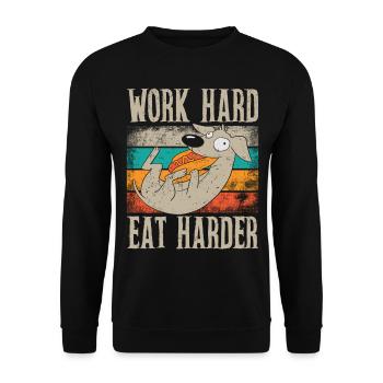 Hot Dog Adulte Rétro Travailler dur Manger - Sweat-shirt Unisexe - noir - Devant - Alina (178cm) & Michal (187cm)