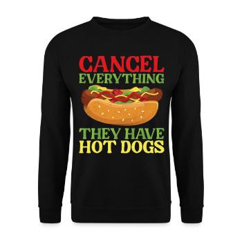 Hot Dog Adult Cancel Everything - Unisex Pullover - Schwarz - Vorne - Alina (178cm) & Michal (187cm)
