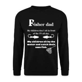 Fisher Dad - Papa Pêche - Aller à la pêche - Papa - Sweat-shirt Unisexe - noir - Devant - Alina (178cm) & Michal (187cm)
